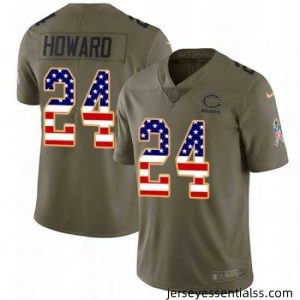 Nike Chicago Bears 24 Jordan Howard Limited OliveUSA Flag Salute to Service NFL Jersey