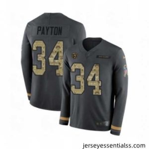 Nike Chicago Bears 34 Walter Payton Limited Black Salute to Service Therma Long Sleeve NFL Jersey