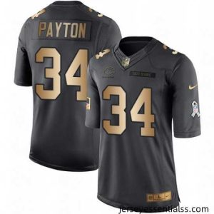 Nike Chicago Bears 34 Walter Payton Limited BlackGold Salute to Service NFL Jersey