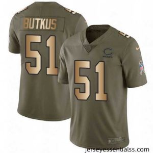 Nike Chicago Bears 51 Dick Butkus Limited OliveGold Salute to Service NFL Jersey