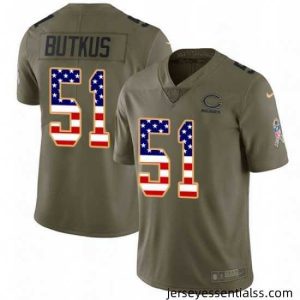 Nike Chicago Bears 51 Dick Butkus Limited OliveUSA Flag Salute to Service NFL Jersey