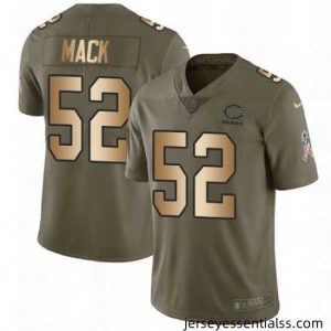 Nike Chicago Bears 52 Khalil Mack Limited Olive Gold 2017 Salute to Service NFL Jersey