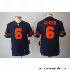 Nike Chicago Bears 6# Jay Cutler Blue LIMITED Jerseys(Orange Number)