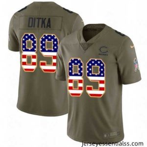 Nike Chicago Bears 89 Mike Ditka Limited OliveUSA Flag Salute to Service NFL Jersey