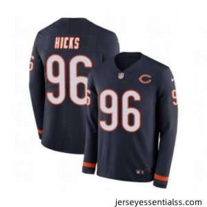 Nike Chicago Bears 96 Akiem Hicks Limited Navy Blue Therma Long Sleeve NFL Jersey
