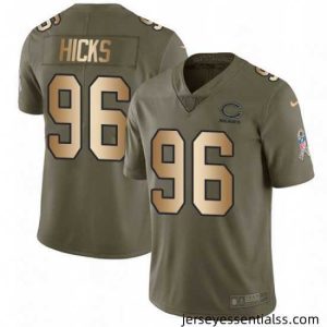Nike Chicago Bears 96 Akiem Hicks Limited OliveGold Salute to Service NFL Jersey