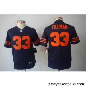 Nike NFL Chicago Bears #33 Charles Tillman Blue LIMITED Jerseys(Orange Number)