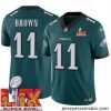 Philadelphia Eagles A.J. Brown #11 Green 2024 2025 Super Bowl LIX F.U.S.E Stitched NFL Jersey