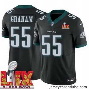 Philadelphia Eagles Brandon Graham #55 Black 2024 2025 Super Bowl LIX F.U.S.E Stitched NFL Jersey