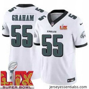 Philadelphia Eagles Brandon Graham #55 White 2024 2025 Super Bowl LIX F.U.S.E Stitched NFL Jersey