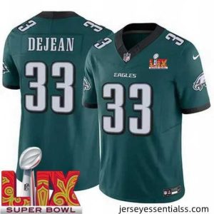 Philadelphia Eagles Cooper DeJean #33 Green 2024 2025 Super Bowl LIX F.U.S.E Stitched NFL Jersey