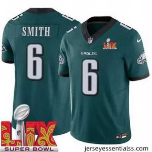 Philadelphia Eagles DeVonta Smith #6 Green 2024 2025 Super Bowl LIX F.U.S.E Stitched NFL Jersey