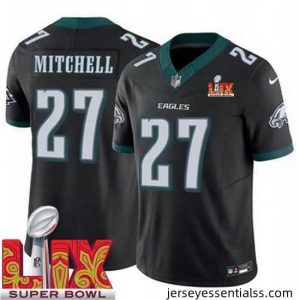 Philadelphia Eagles Quinyon Mitchell #27 Black 2024 2025 Super Bowl LIX F.U.S.E Stitched NFL Jersey