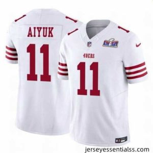 San Francisco 49ers 11 Brandon Aiyuk White 2023 F.U.S.E  Vapor Limited Stitched Football 2024 Super Bowl LVIII Jersey