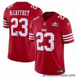 San Francisco 49ers 23 Christian McCaffrey Red 2023 F.U.S.E  Vapor Untouchable Limited Stitched Football 2024 Super Bowl LVIII Jersey