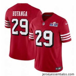 San Francisco 49ers 29 Talanoa Hufanga New Red 2023 F.U.S.E  Stitched Football 2024 Super Bowl LVIII Jersey