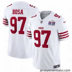 San Francisco 49ers 97 Nick Bosa White 2023 F.U.S.E  Vapor Untouchable Limited Stitched Football 2024 Super Bowl LVIII Jersey